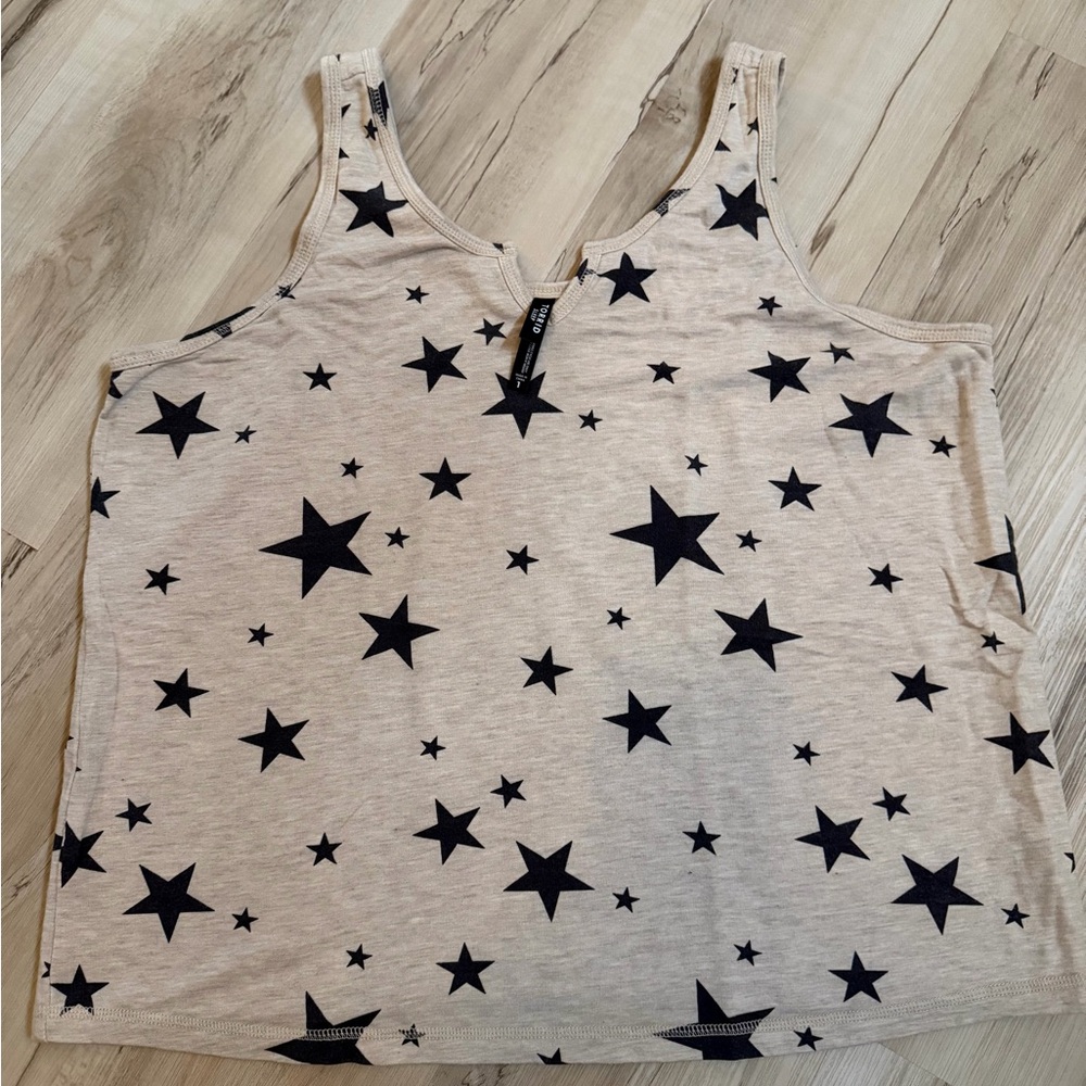 torrid Beige Tank Top with Black Star Print